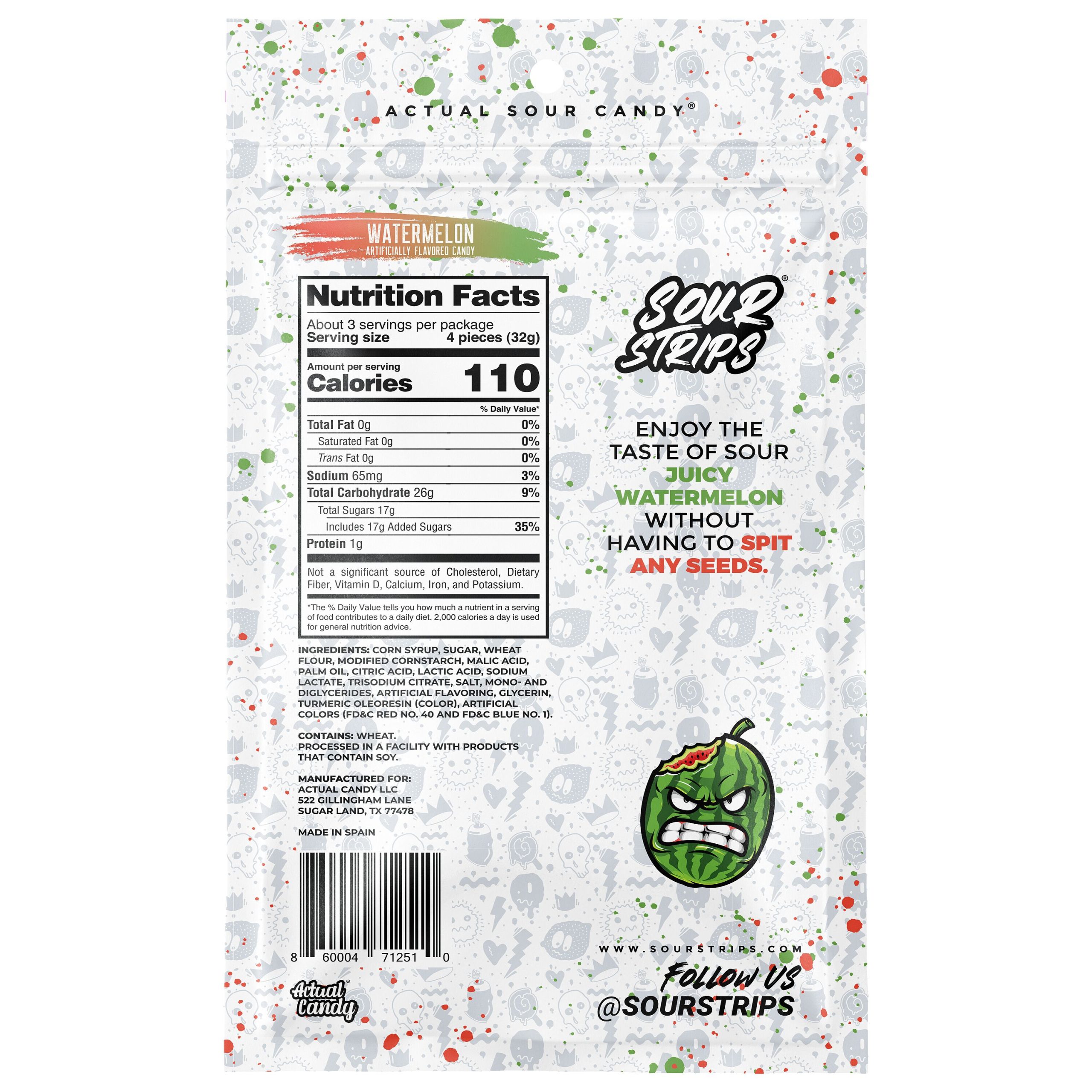 Sour Strips Watermelon Candy Peg Bag, 3.4oz - THE HERSHEY COMPANY