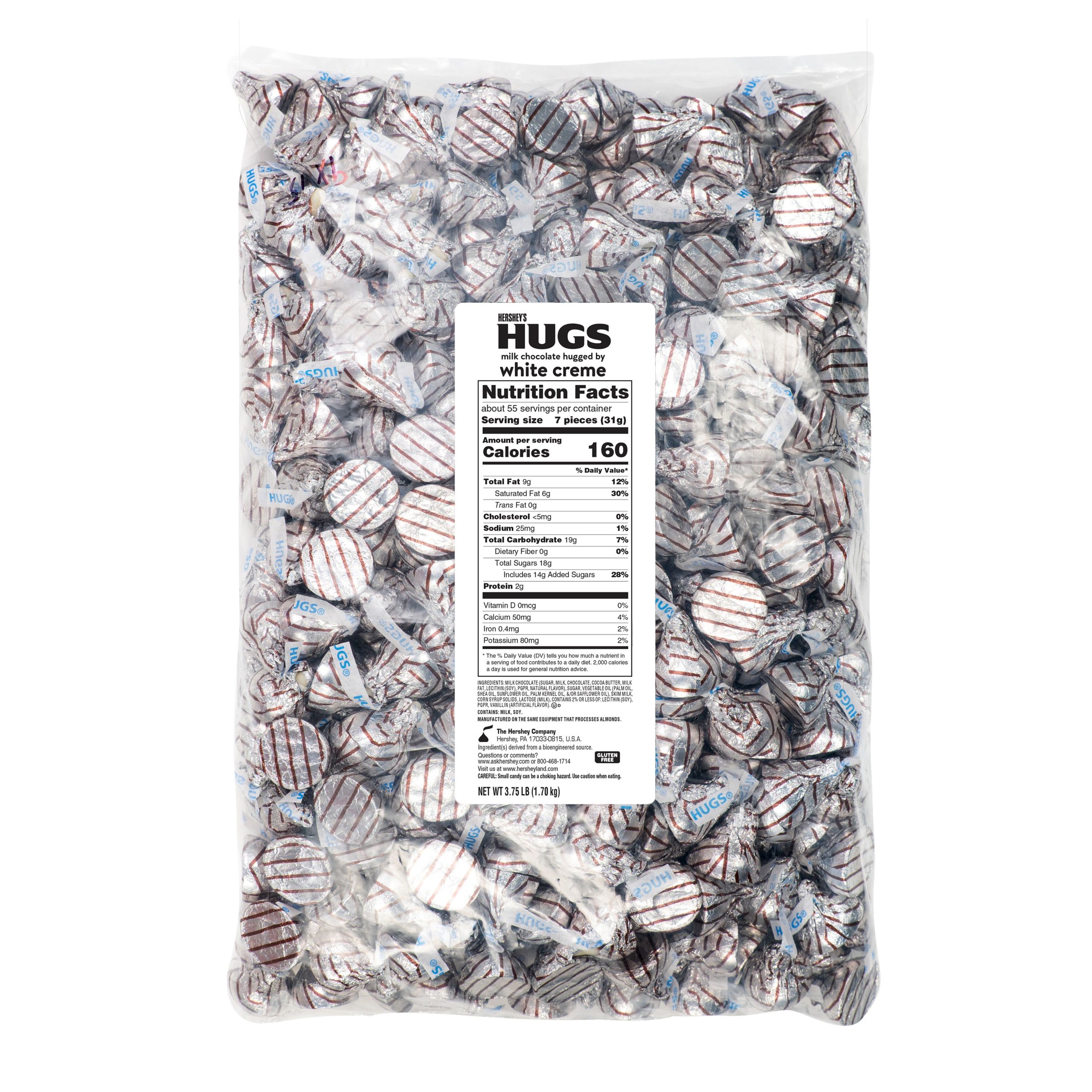 HERSHEY’S HUGS Milk Chocolate and White Creme Candy 3.75 lb Bulk Bag - THE HERSHEY COMPANY