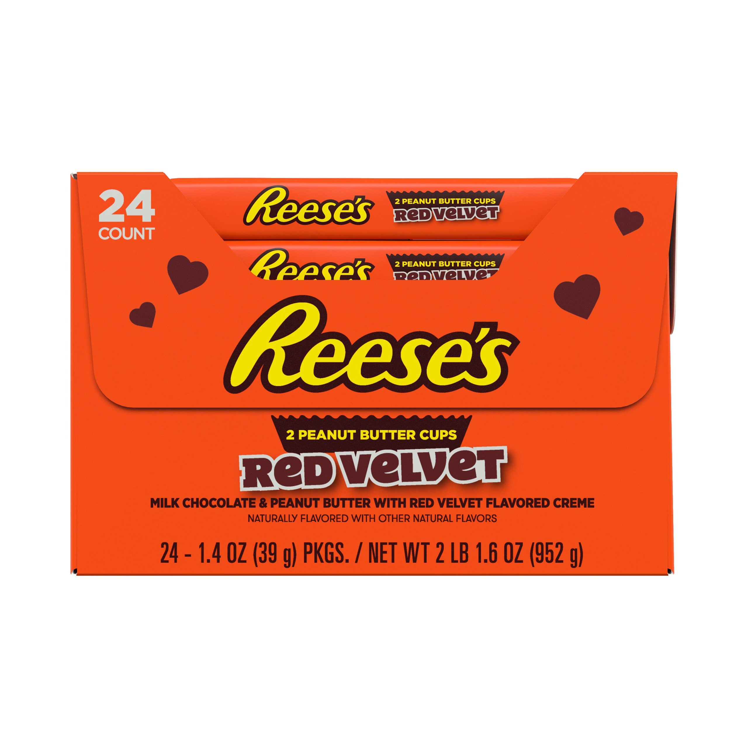 REESE’S Milk Chocolate and Red Velvet Flavored Creme Peanut Butter Cups, Valentine’s Candy Packs, 1.4 oz (24 Count) - THE HERSHEY COMPANY