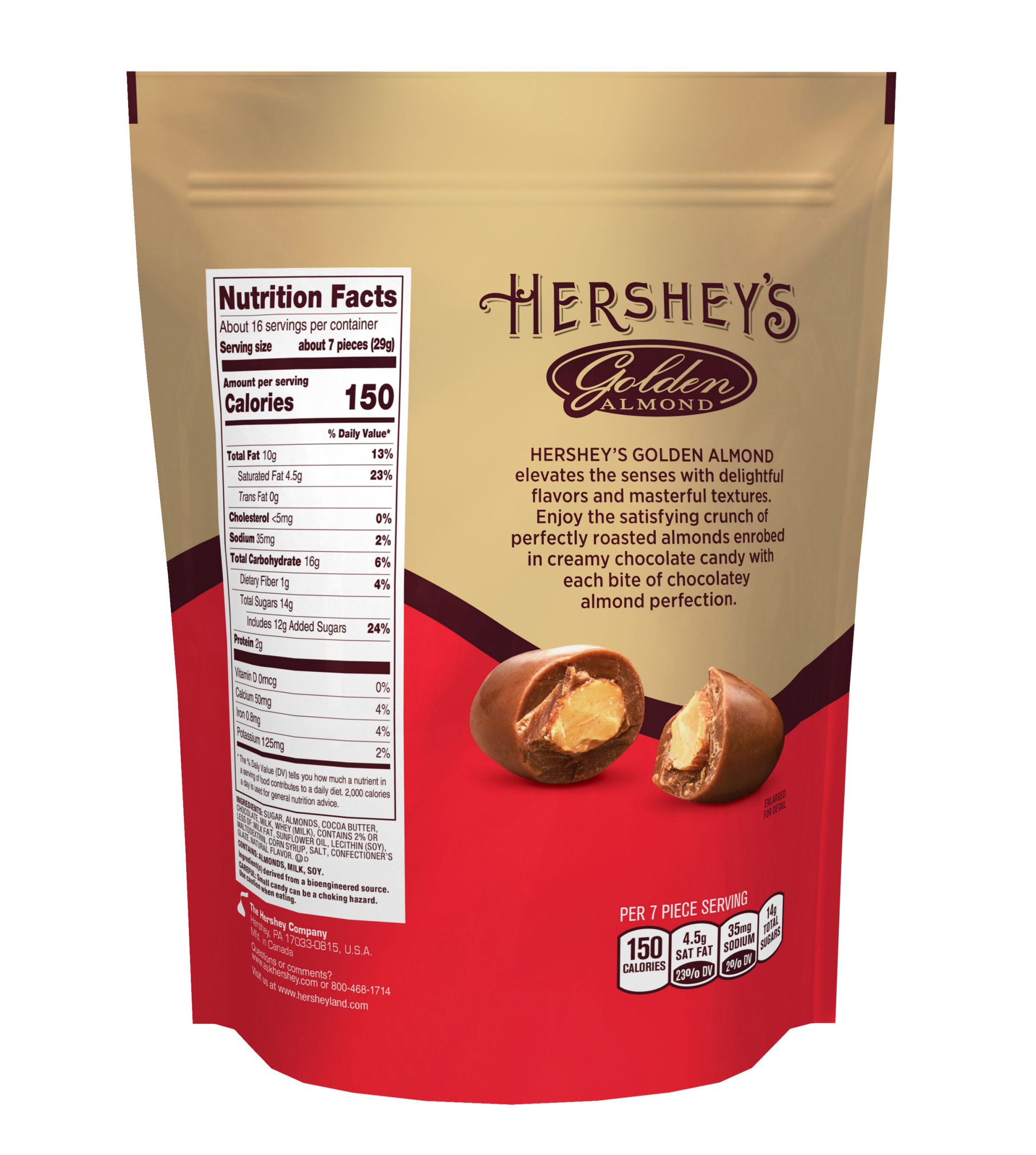 GOLDEN ALMOND Milk Chocolate Covered Almonds 16oz Pouch - THE HERSHEY COMPANY