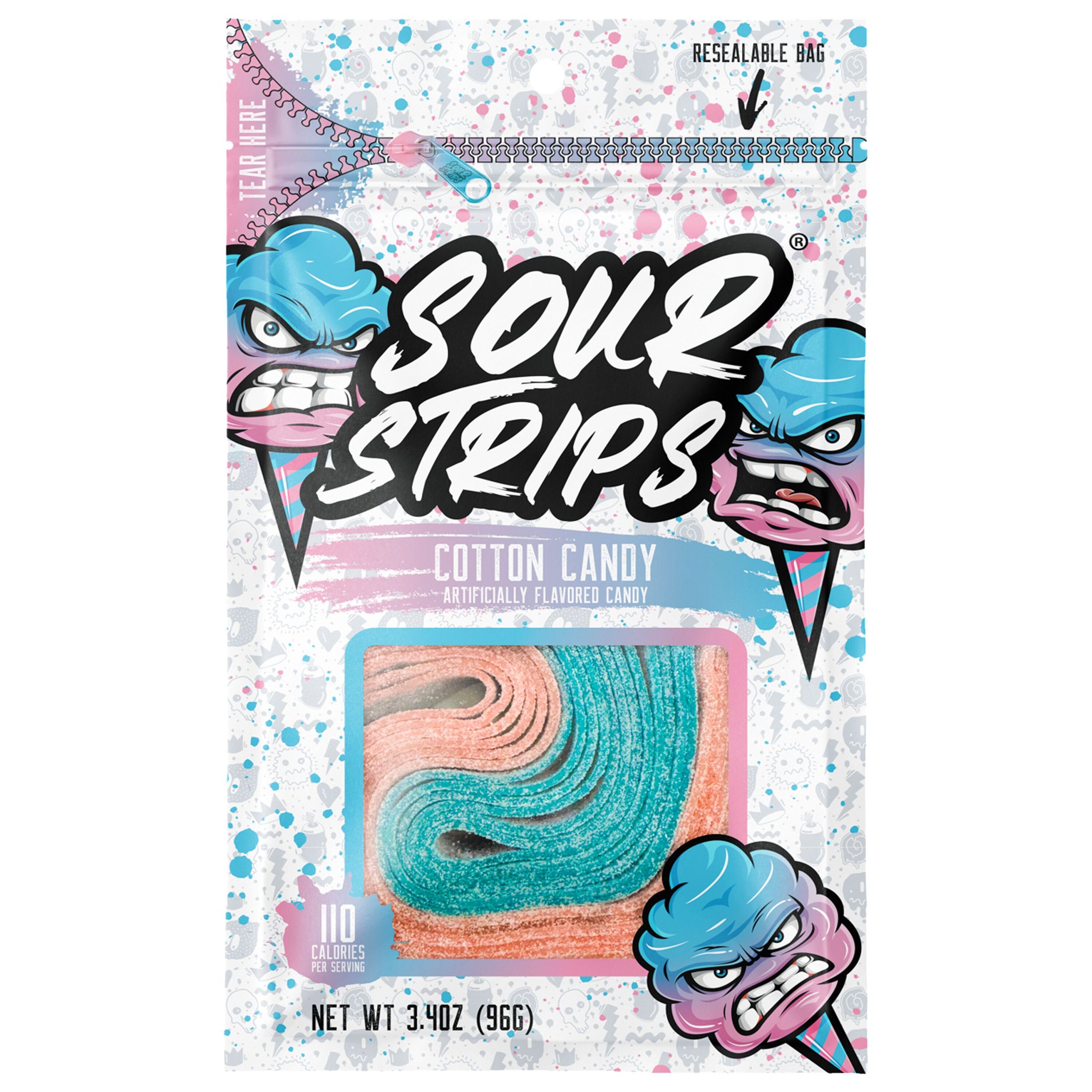 Sour Strips Cotton Candy Peg Bag, 3.4oz - THE HERSHEY COMPANY