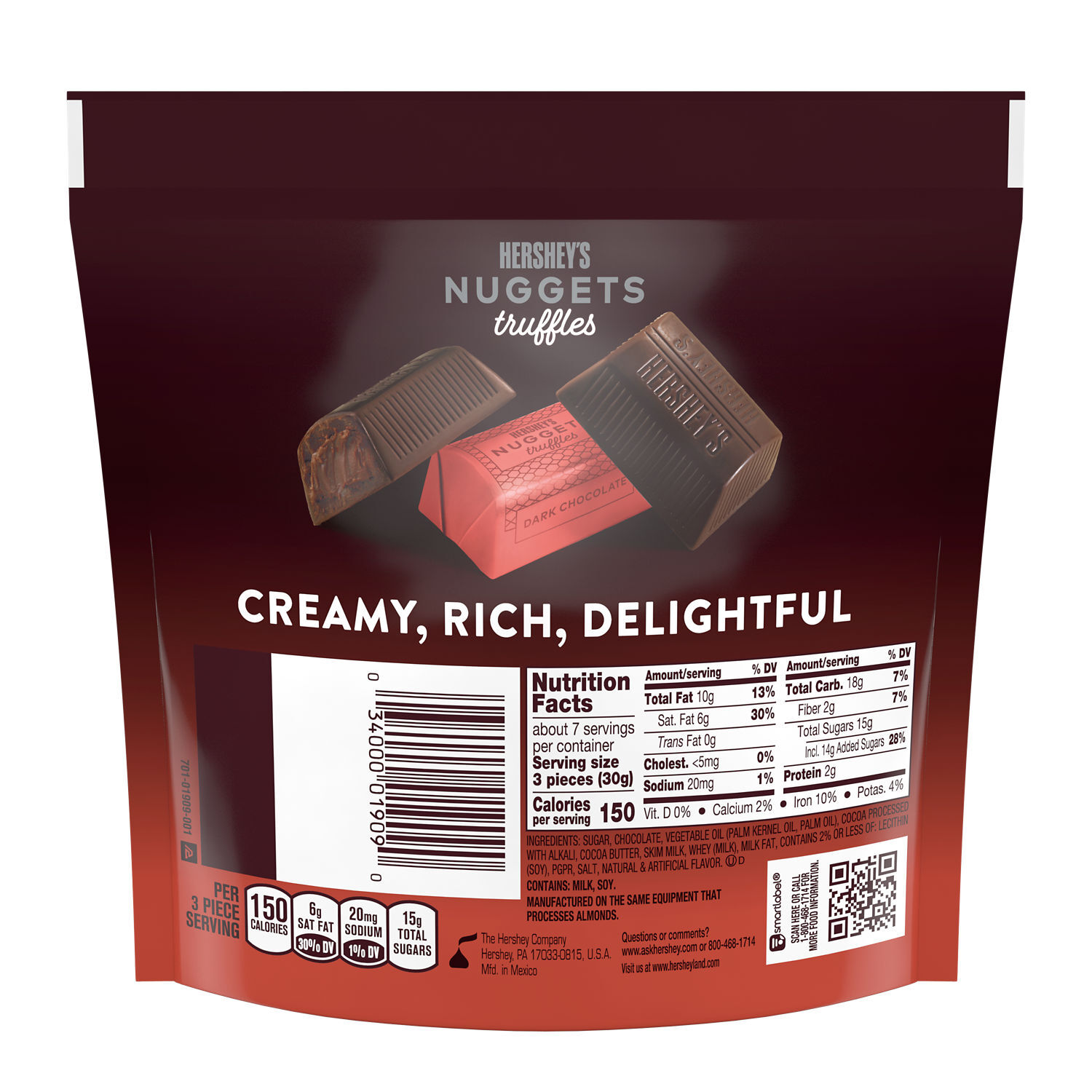 HERSHEY’S NUGGETS Truffles Dark Chocolate 7.7oz Candy Bag - THE HERSHEY COMPANY