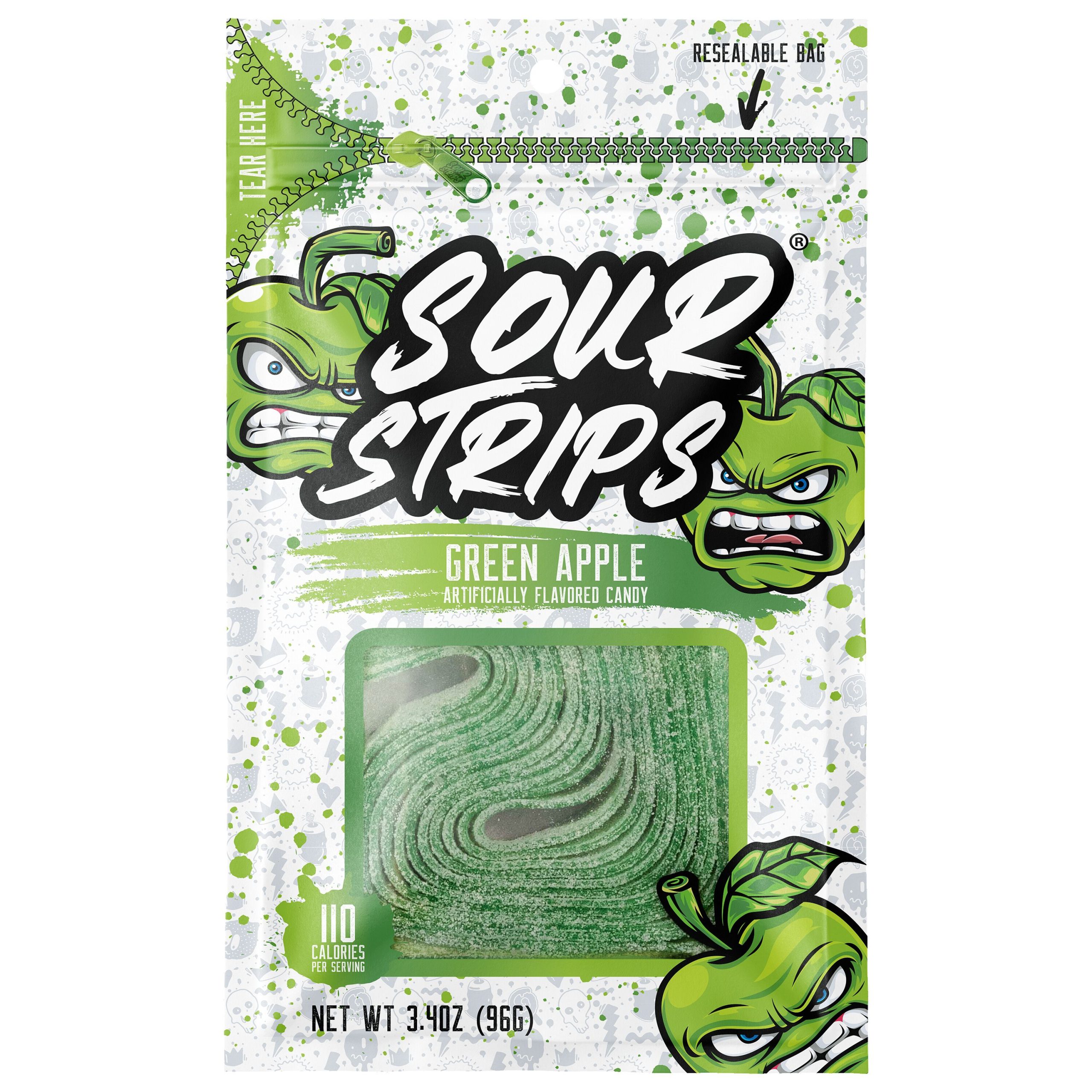 Sour Strips Green Apple Candy Peg Bag, 3.4oz - THE HERSHEY COMPANY